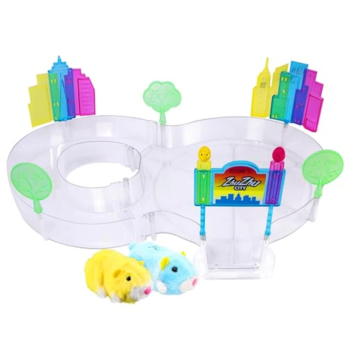 ZhuZhu City Downtown Starter Playset - Interactive Electronic Hamster Toy with Pipsqueak & Sophie - 40+ Sounds & Actions - Expandable Track Set Gift for Kids Ages 4+ by zhuzhu - Image 1