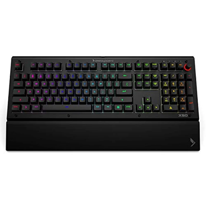 Das Keyboard X50Q Programmable RGB Mechanical Keyboard for Work & Gaming, Soft Tactile Mechanical Switches, Pre-Built Q Applets, Palm Rest, Volume Knob, Aluminum Top (104 Keys, Black) by Das Keyboard - Image 2