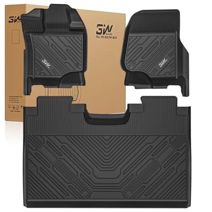 3W Floor Mats for Ford F-150 2015-2025 2026 & F150 Lightning 2022-2025 SuperCrew (w/o Fold Flat Storage), TPE All Weather Custom Fit, Front & Rear 3PCS | Heavy Duty, Easy Clean - Black by 3W - Used - Like New condition