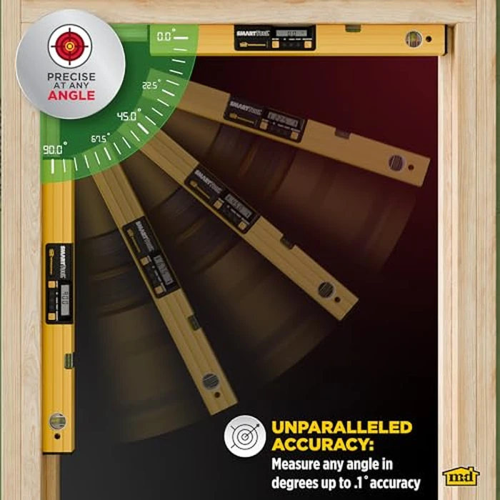 M-D Building Products 92325 SMARTTOOL(R) 48 Inch Digital Level: Precision Measurement w/LCD Screen, Audible Alerts, Water Resistance, High Visibility, & Heavy-Duty Aluminum Frame - Includes Carry Case by M-D Building Products - Image 3