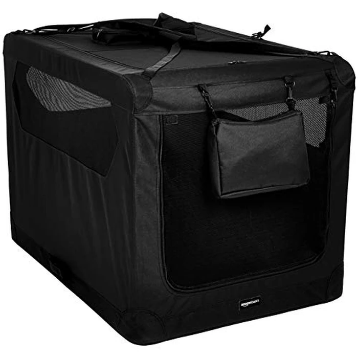 Amazon Basics Folding Portable Soft Pet Dog Crate Carrier Kennel, 42 x 31 x 31 inches, Black by Amazon Basics - Used - Good condition - US$80.07