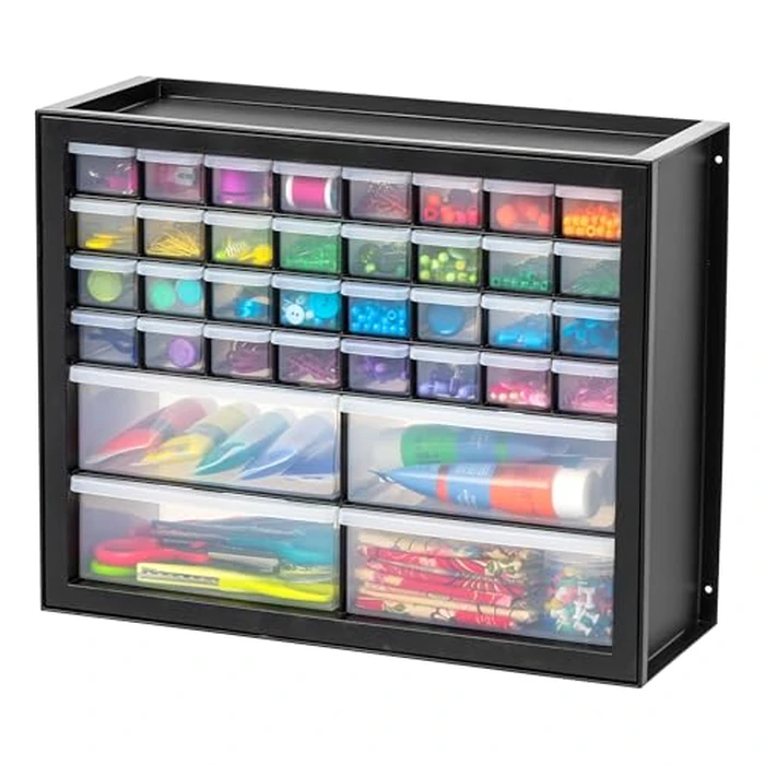 IRIS USA Small Parts Storage Cabinet, Made in USA, 36-Drawer Organizer for Hardware, Electronics, Screws, Nuts & Bolts, Beads, Craft Supplies, Teacher Toolbox, Garage & Workshop Storage - Black by IRIS USA - Used - Very Good condition