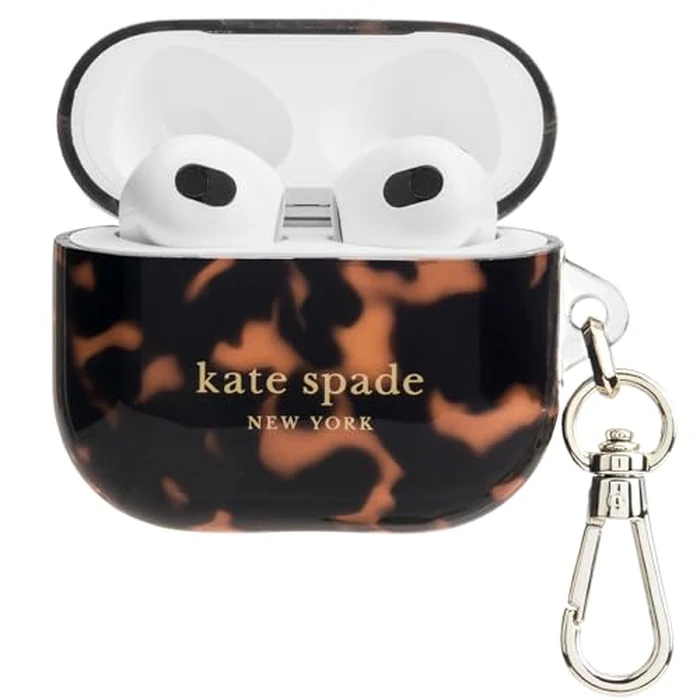 Kate Spade New York AirPods Protective Case with Keychain Ring - Tortoise, Compatible with AirPods 3rd Generation by Kate Spade New York - Used - Acceptable condition - CA$26.57