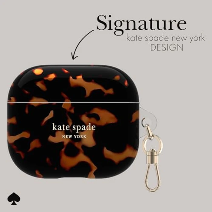 Kate Spade New York AirPods Protective Case with Keychain Ring - Tortoise, Compatible with AirPods 3rd Generation by Kate Spade New York - Image 3