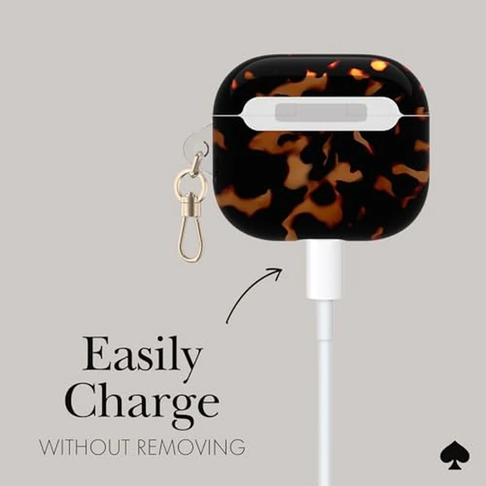 Kate Spade New York AirPods Protective Case with Keychain Ring - Tortoise, Compatible with AirPods 3rd Generation by Kate Spade New York - Image 4