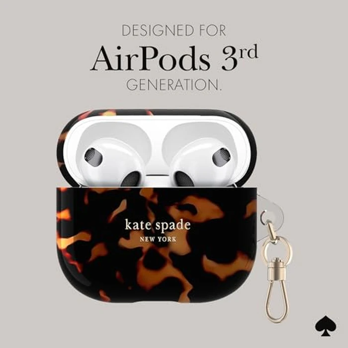 Kate Spade New York AirPods Protective Case with Keychain Ring - Tortoise, Compatible with AirPods 3rd Generation by Kate Spade New York - Image 5