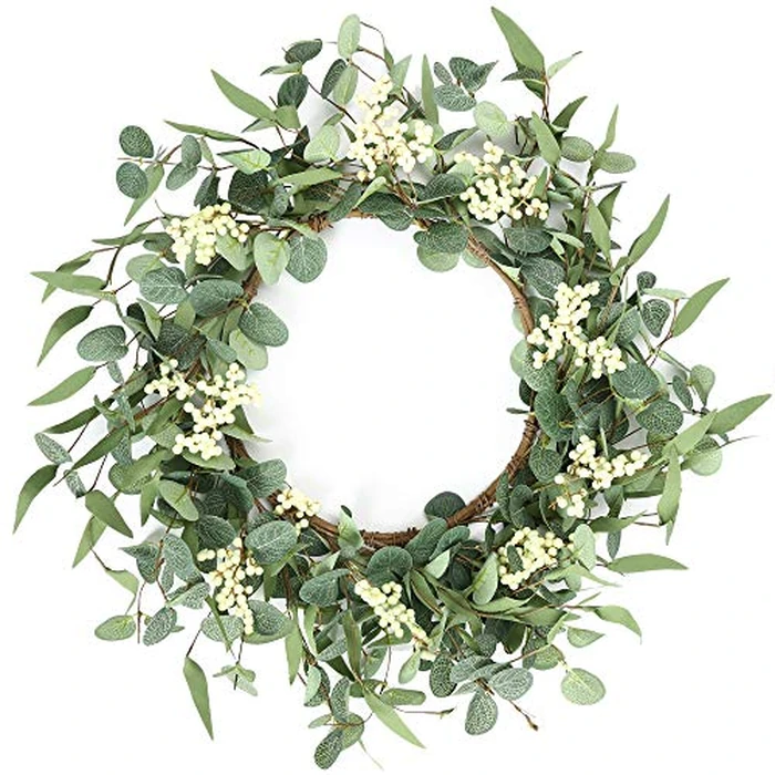 Pinkpum 20'' Eucalyptus Wreath for Front Door, Porch, Window - Green Decor for Home, Farmhouse - Spring, Summer, Fall, All Seasons by Pinkpum - Image 1