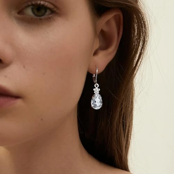 Dangle Earrings for Women Multicolor Crystal Drop Earrings Set Leverback Teardrop Earrings 925 Silver and Gold Hypoallergenic Fashion Cubic Zirconia Dangle Earrings Trendy Jewelry Gifts for Women (Teardrop Set-S 3) by KesaPlan - Image 4