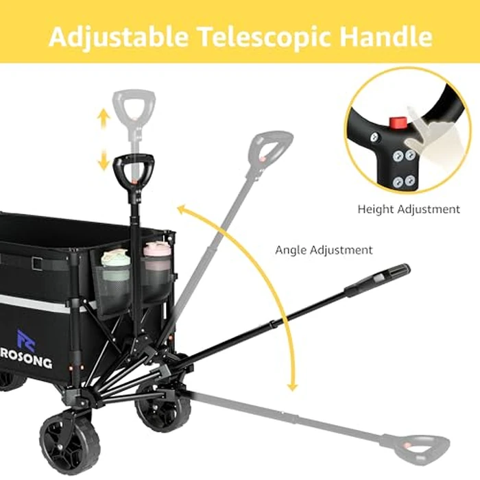 ROSONG Collapsible Wagon Cart with Wheels Foldable - Folding Utility Heavy Duty Wagons Carts for Grocery Sports Garden Shopping Camping Wheelbarrows (Black, 120L) by ROSONG - Image 5