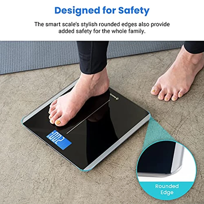 Etekcity Smart Scale for Body Weight and BMI, Bathroom Digital Electronic Weighing Scale for People, Bluetooth Free VeSync APP Connection, Rounded Corner, Accurate to 0.1lb/0.05kg, 400 lbs, Black by Etekcity - Image 4