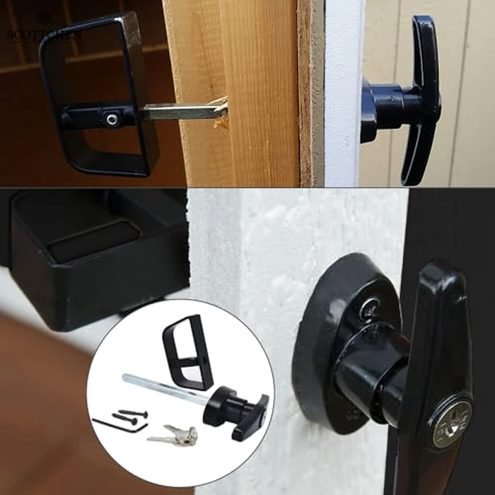 StartFine 5½" T-Handle Shed Door Lock 5.5" Door Handle with Lock Keyed Alike Garage Door Lock Shed t Lock Shed Door Latch Shed Door Hardware Shed Locking Handle 5-1/2" T Lock 1kit by StartFine - Image 5