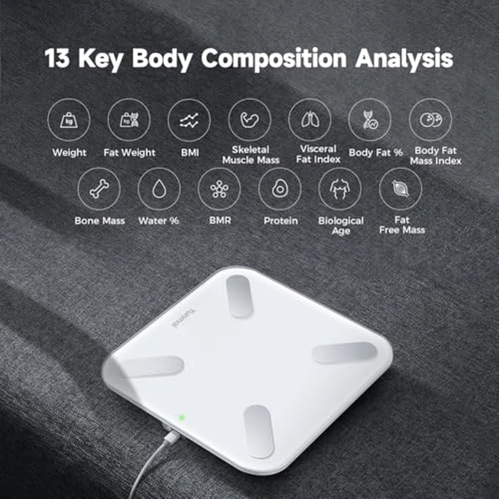 Yunmai Smart Scale with BMI, Body Fat, Muscle Mass, Digital Weight Body Fat Scale Mini, 13 Body Composition Scale Bluetooth Health Apps Compatible, Rechargeable 400lb by YUNMAI - Image 2