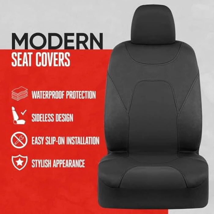 Motor Trend AquaShield Waterproof Front Seat Covers, Black Seat Covers for Cars - Neoprene Front Car Seats Cover, SUV Seat Covers Protector - Car Interior Cover for Auto, Trucks, & Dog Owners by Motor Trend - Image 2