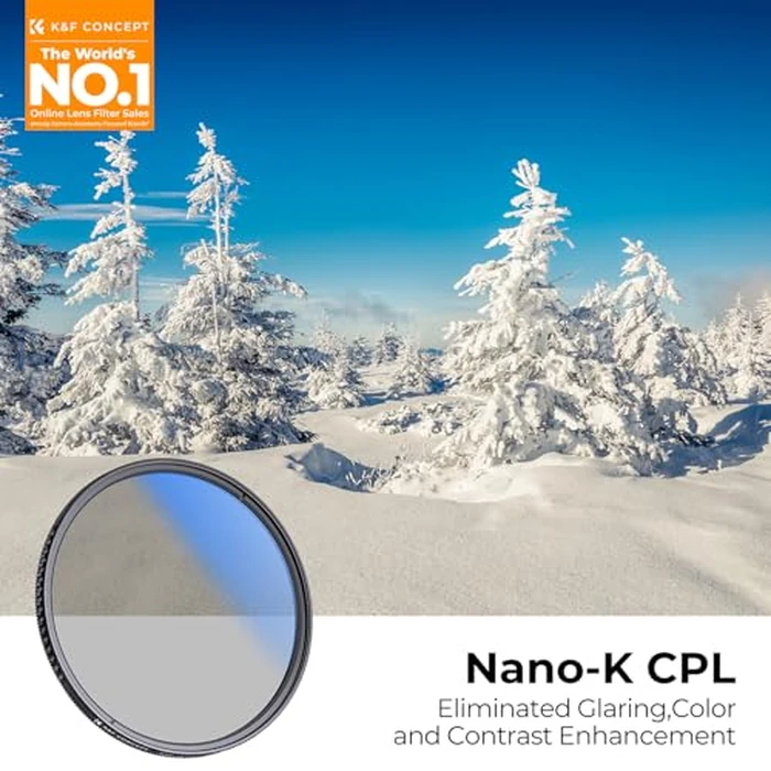 K&F CONCEPT 46mm Circular Polarizer Filter Ultra-Slim 18 Multi-Coated Optical Glass Circular Polarizing Filter for Camera Lenses with Cleaning Cloth (K Series) by K&F CONCEPT - Image 2