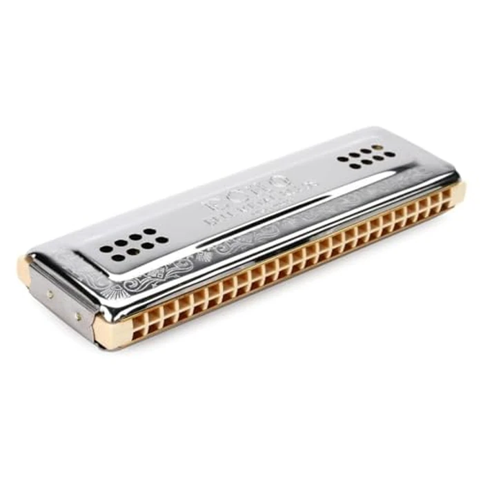 Hohner 56-CG Echo Harp 2x48 C and G Keys Tuned Tremolo Harmonica with Double Lacquered Maple Comb and Detuned Reed Pairs (Stainless Steel) by Hohner - Used - Like New condition