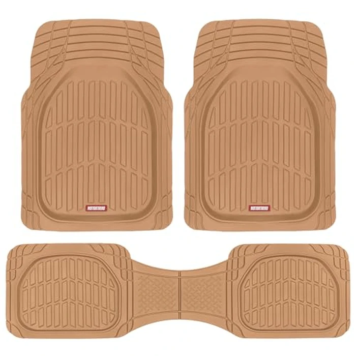 Motor Trend 923-BG Beige FlexTough Contour Liners-Deep Dish Heavy Duty Rubber Floor Mats for Car SUV Truck & Van-All Weather Protection Trim to Fit Most Vehicles(Tan Beige) by Motor Trend - Image 1