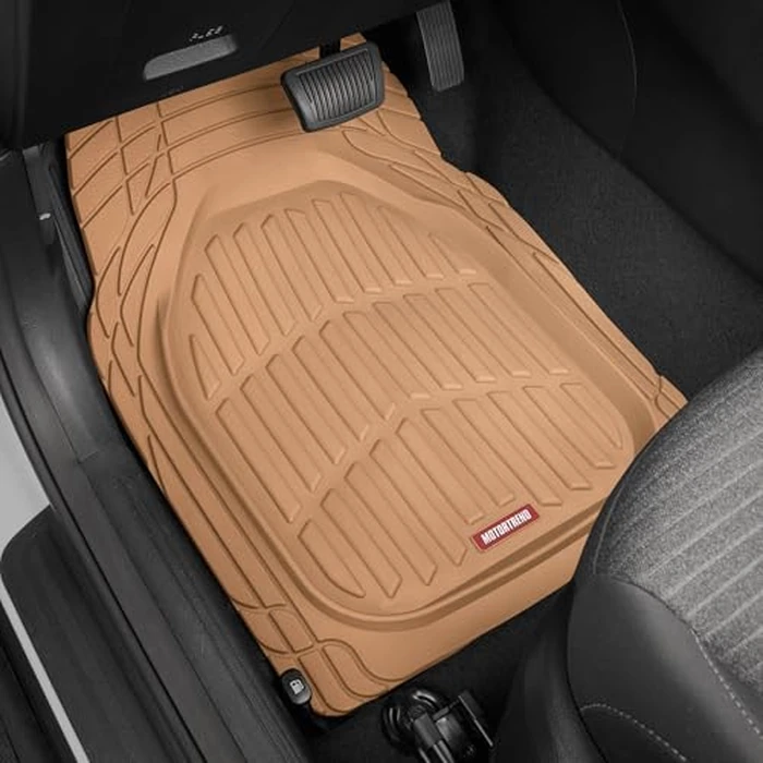 Motor Trend 923-BG Beige FlexTough Contour Liners-Deep Dish Heavy Duty Rubber Floor Mats for Car SUV Truck & Van-All Weather Protection Trim to Fit Most Vehicles(Tan Beige) by Motor Trend - Image 2