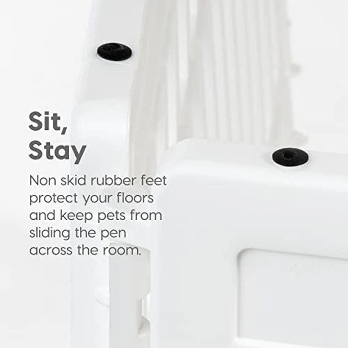 IRIS USA Dog Playpen with Door, 24” 4 Panel Pet Exercise Pen - Indoor Outdoor Puppy Play Pen, Portable Plastic Pet Fence for Small Medium Dogs, Foldable 35” x 35” x 24”, White by IRIS USA - Image 6