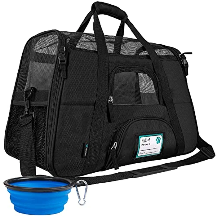 PetAmi Airline Approved Pet Carrier for Cat, Soft Sided Dog Carrier for Small Dogs, Cat Travel Supplies Accessories for Indoor Cats, Ventilated Pet Carrying Bag Medium Large Kitten Puppy, Small Black by PetAmi - Used - Very Good condition