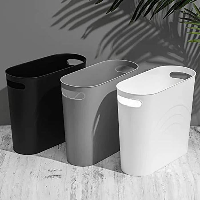 rejomiik Small Trash Can, 3.5 Gallon Slim Garbage Can Plastic Waste Basket with Handles Container Bin for Narrow Spaces Bathroom, Bedroom, Kitchen, Office at Home, Black by rejomiik - Image 7