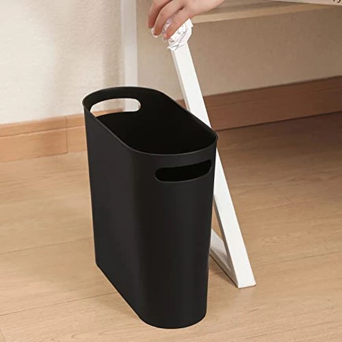 rejomiik Small Trash Can, 3.5 Gallon Slim Garbage Can Plastic Waste Basket with Handles Container Bin for Narrow Spaces Bathroom, Bedroom, Kitchen, Office at Home, Black by rejomiik - Image 8