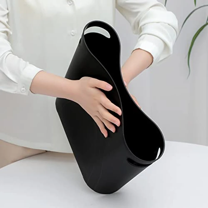 rejomiik Small Trash Can, 3.5 Gallon Slim Garbage Can Plastic Waste Basket with Handles Container Bin for Narrow Spaces Bathroom, Bedroom, Kitchen, Office at Home, Black by rejomiik - Image 9