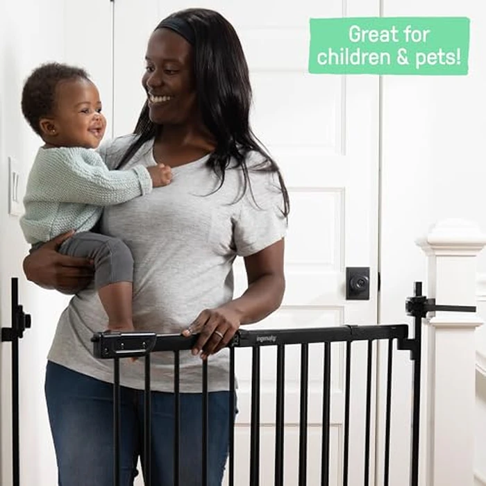 Summer Infant Metal Banister & Stair Safety Baby Gate, Fits Openings 31-46 inch Wide, Metal, for Doorways & Stairways, 32.5 inch Tall Walk-Through Baby & Pet Gate, Black, One Size by Summer Infant - Image 2