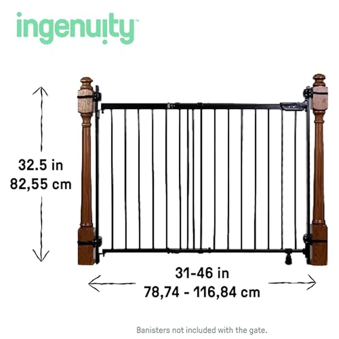 Summer Infant Metal Banister & Stair Safety Baby Gate, Fits Openings 31-46 inch Wide, Metal, for Doorways & Stairways, 32.5 inch Tall Walk-Through Baby & Pet Gate, Black, One Size by Summer Infant - Image 3