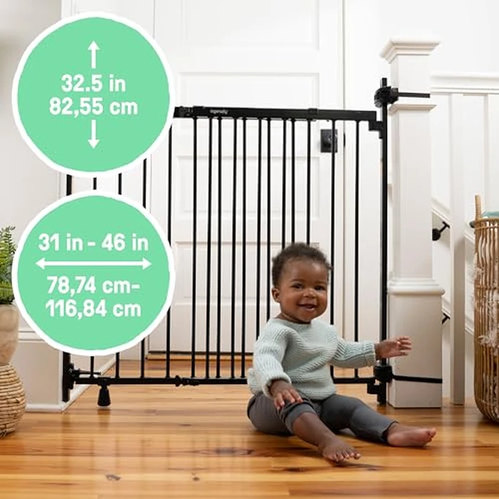Summer Infant Metal Banister & Stair Safety Baby Gate, Fits Openings 31-46 inch Wide, Metal, for Doorways & Stairways, 32.5 inch Tall Walk-Through Baby & Pet Gate, Black, One Size by Summer Infant - Image 4