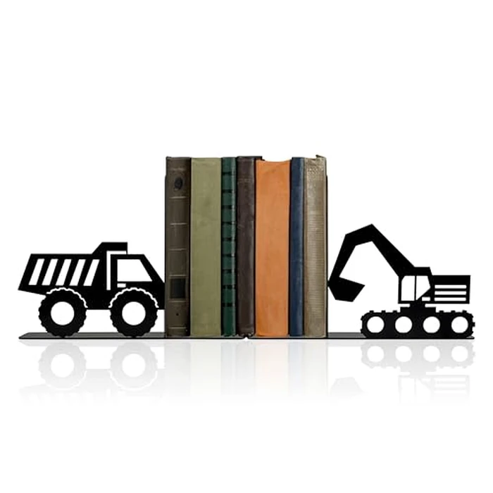 Construction Truck Decorative Bookends for Boys Room - Durable and Cute Design, Perfect for Nursery and Kids' Book Ends by dryelves - Image 1