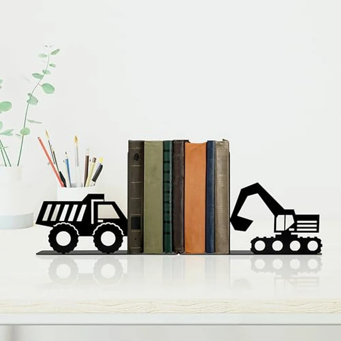 Construction Truck Decorative Bookends for Boys Room - Durable and Cute Design, Perfect for Nursery and Kids' Book Ends by dryelves - Image 3