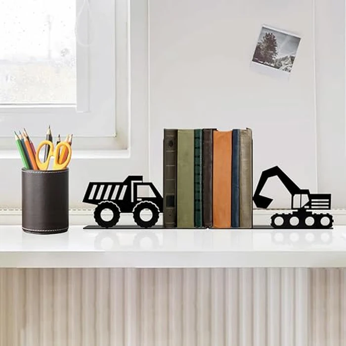 Construction Truck Decorative Bookends for Boys Room - Durable and Cute Design, Perfect for Nursery and Kids' Book Ends by dryelves - Image 4
