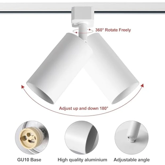 LRAEMXG Plug in Track Lighting with Power Cord, 6-Light GU10 Track Lighting Kit with 6.6FT H Type Track Lighting Rails, Modern Kitchen LED Track Lighting Fixtures Ceiling Spot Light, White (No Bulbs) by LRAEMXG - Image 6