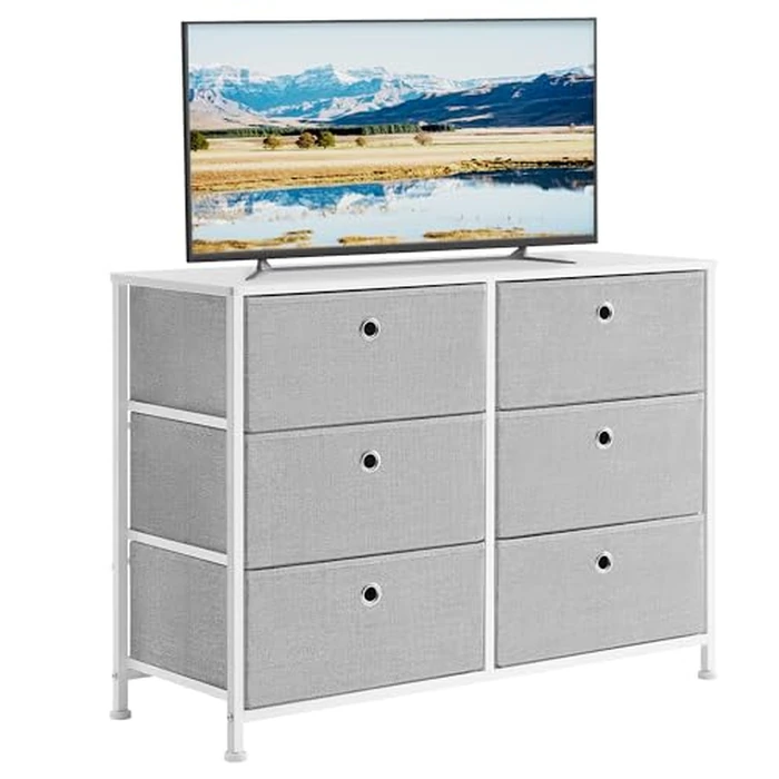 SONGMICS Storage Dresser with 6 Drawers for Closet, Nursery, Dorm Room, 31.5" L, Light Grey ULTS23W by SONGMICS - Used - Like New condition - CA$65.92