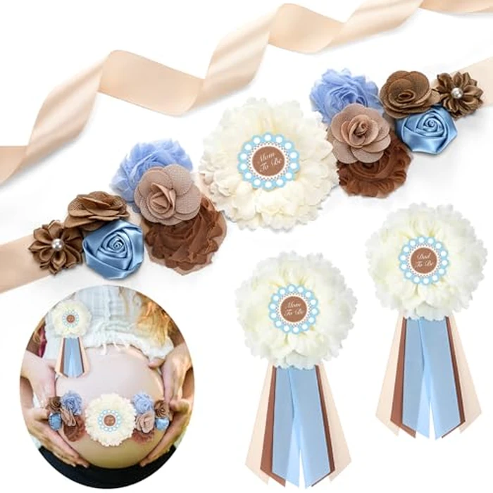 Chicingyou Cielito Lindo Baby Shower Sash Set Mom to Be Sash Daddy to Be Corsage Pin Blue Belt Flower for Maternity Dress Pregnancy Photo Props Supplies Gender Reveal Decorations by Chicingyou - Used - Very Good condition - US$12.36