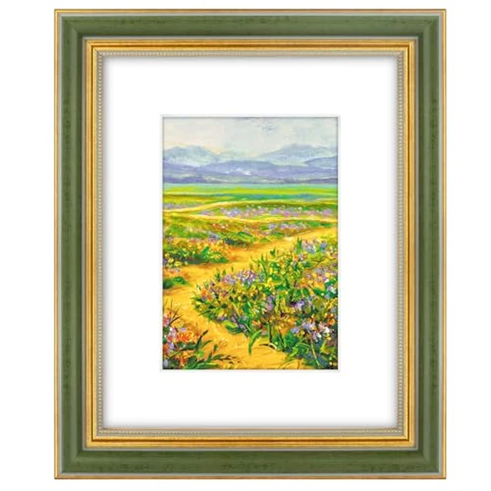 Golden State Art,8x10 Ornate Picture Frame for 5x7 Photo with Mat or 8 x 10 Prints without Mat,Real Glass Wall & Tabletop Display(Color:Green Gold) by Golden State Art - Used - Like New condition - US$15.19