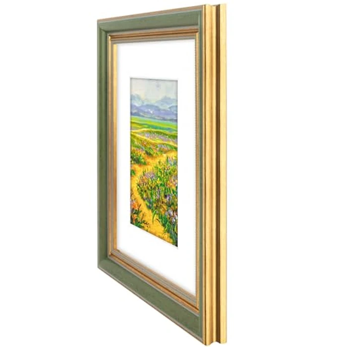 Golden State Art,8x10 Ornate Picture Frame for 5x7 Photo with Mat or 8 x 10 Prints without Mat,Real Glass Wall & Tabletop Display(Color:Green Gold) by Golden State Art - Image 7