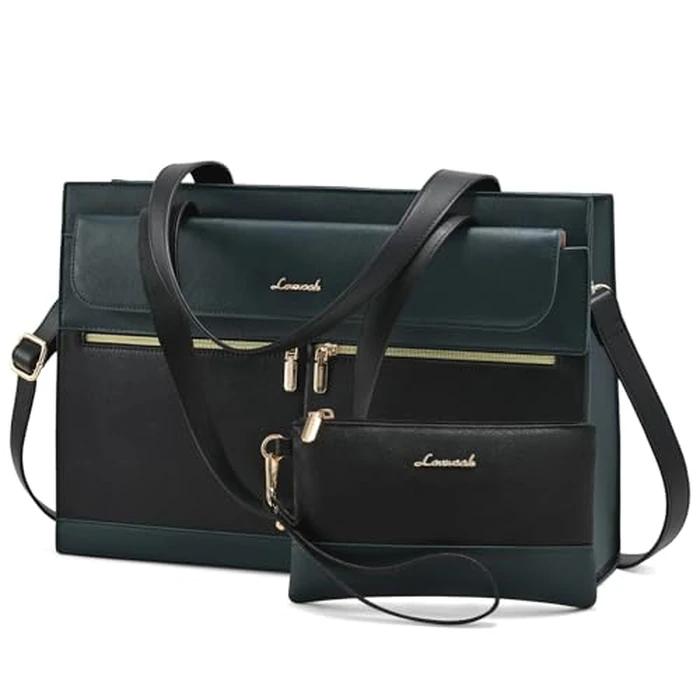 Laptop Bag for Women Leather Laptop Tote Bag Large Computer Bag Waterproof Business Office Work Bag by LOVEVOOK - Used - Like New condition - US$31.14
