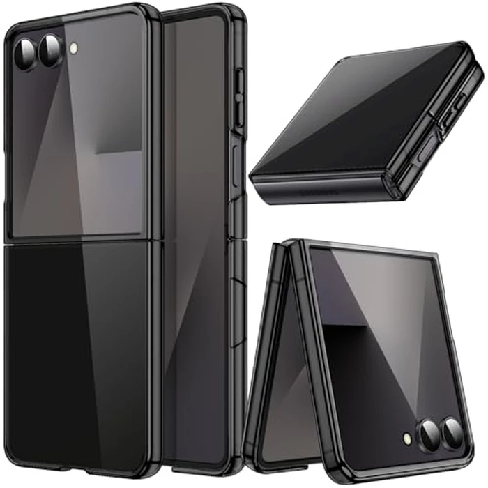 JETech Case for Samsung Galaxy Z Flip 7 2025, Crystal Transparent Hard PC Shell, Anti-Scratch Shockproof Slim Protective Phone Cover (Black) by JETech - Used - Like New condition - US$8.31