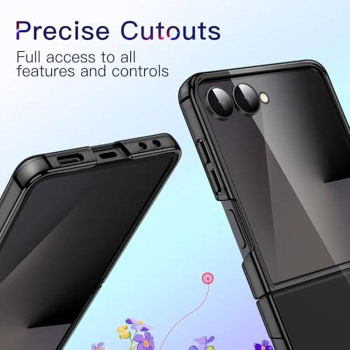 JETech Case for Samsung Galaxy Z Flip 7 2025, Crystal Transparent Hard PC Shell, Anti-Scratch Shockproof Slim Protective Phone Cover (Black) by JETech - Image 6