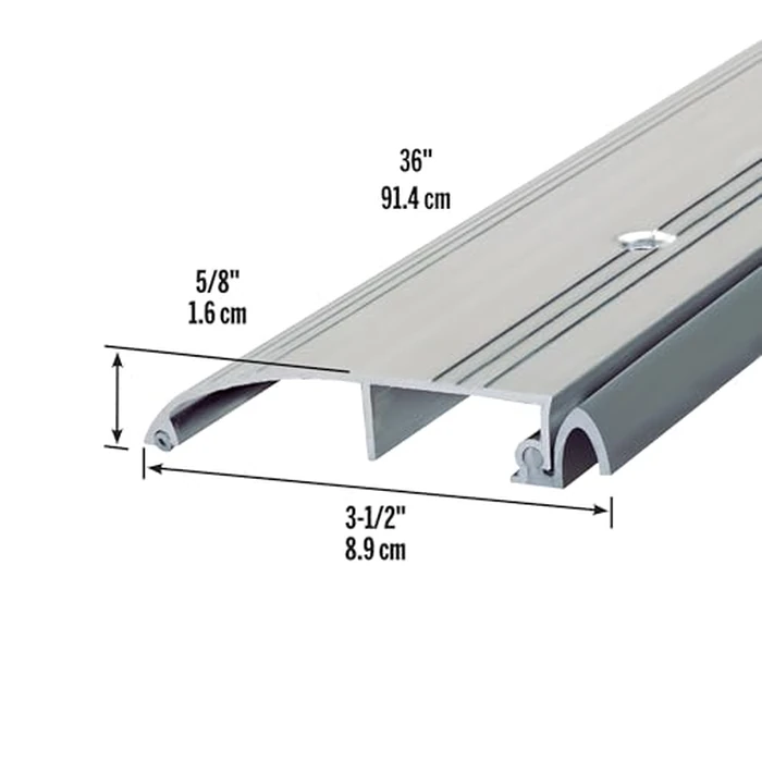 M-D Building Products 08433 3-1/2 in. x 5/8 in. x 36 in. Silver Aluminum and Vinyl Heavy Duty Low-Profile Outswing Door Threshold by M-D Building Products - Image 2