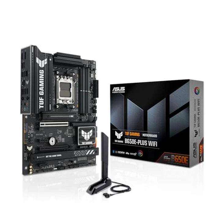 ASUS TUF Gaming B650E-PLUS WiFi AMD B650 ATX Motherboard, 12+2+1 80A DrMOS Power Stages, DDR5, PCIe 5.0 Ready, 3X M.2, Wi-Fi 6E, 2.5Gb LAN, DisplayPort, HDMI(TM), USB Type-C, BIOS Flashback, Aura Sync by ASUS - Used - Good condition - US$95.22