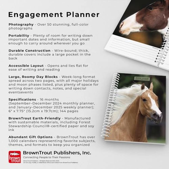 Horse Lovers | 2025 6 x 7.75 Inch Spiral-Bound Wire-O Weekly Engagement Planner Calendar | New Full-Color Image Every Week | BrownTrout | Animals Equestrian by BrownTrout - Image 3