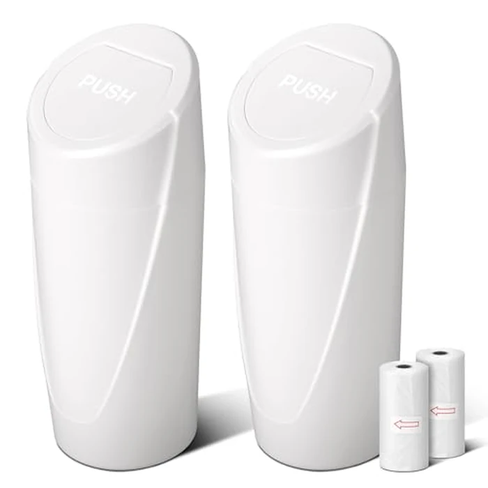 Car Trash Can Bin with Lid - 2 Packs Car Garbage Can Cup Holder - White Mini Leakproof Vehicle Trash Garbage Can Bin with 40pcs Trash Bags-Car Organizers and Storage for Front Back Seat Accessories by SGLRT - Used - Like New condition - US$17.08