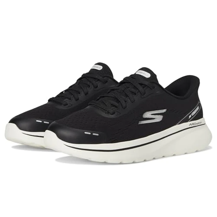 Skechers Women's Go Walk Arch Fit N-Joy Emory Hands Free Slip-Ins Sneaker, Black/White, 7.5 by Skechers - Image 1