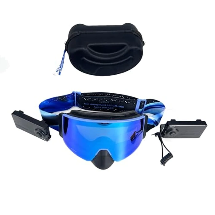 Wynthorix Heated Goggles Snowmobile Anti-Fog Magnetic Interchangeable Frameless 100% UV Lens OTG Electric Ski Goggle Men Rechargeable Battery Snowboard (Vlt 21.6% Blue Lens with Full Revo Blue) by Wynthorix - Used - Like New condition - CA$211.22