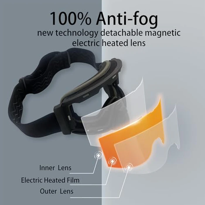 Wynthorix Heated Goggles Snowmobile Anti-Fog Magnetic Interchangeable Frameless 100% UV Lens OTG Electric Ski Goggle Men Rechargeable Battery Snowboard (Vlt 21.6% Blue Lens with Full Revo Blue) by Wynthorix - Image 2