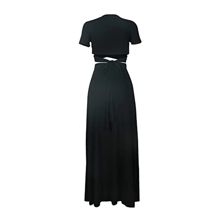 MESLIMA Dresses for Women Casual Summer Sexy Deep V Split Maxi Dresses for Women M-Black by MESLIMA - Image 4