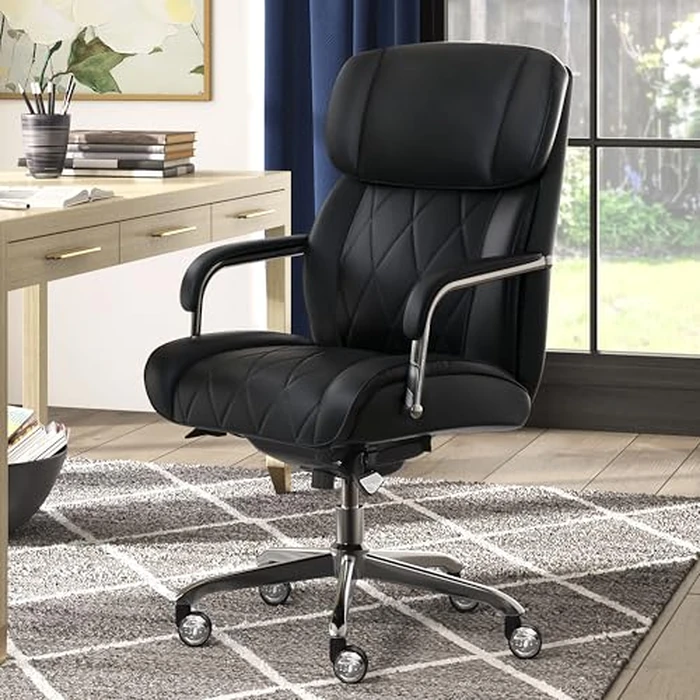 La-Z-Boy Sutherland Ergonomic Faux Leather Swivel Computer and Desk Chair, Black (CHR10048A) by La-Z-Boy - Image 2