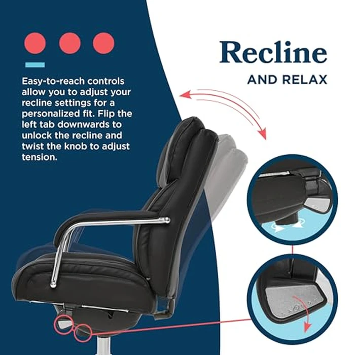 La-Z-Boy Sutherland Ergonomic Faux Leather Swivel Computer and Desk Chair, Black (CHR10048A) by La-Z-Boy - Image 7